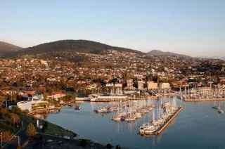 Hobart harbour aerial view